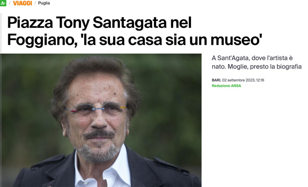 Piazza Tony Santagata nel Foggiano, 'la sua casa sia un museo'